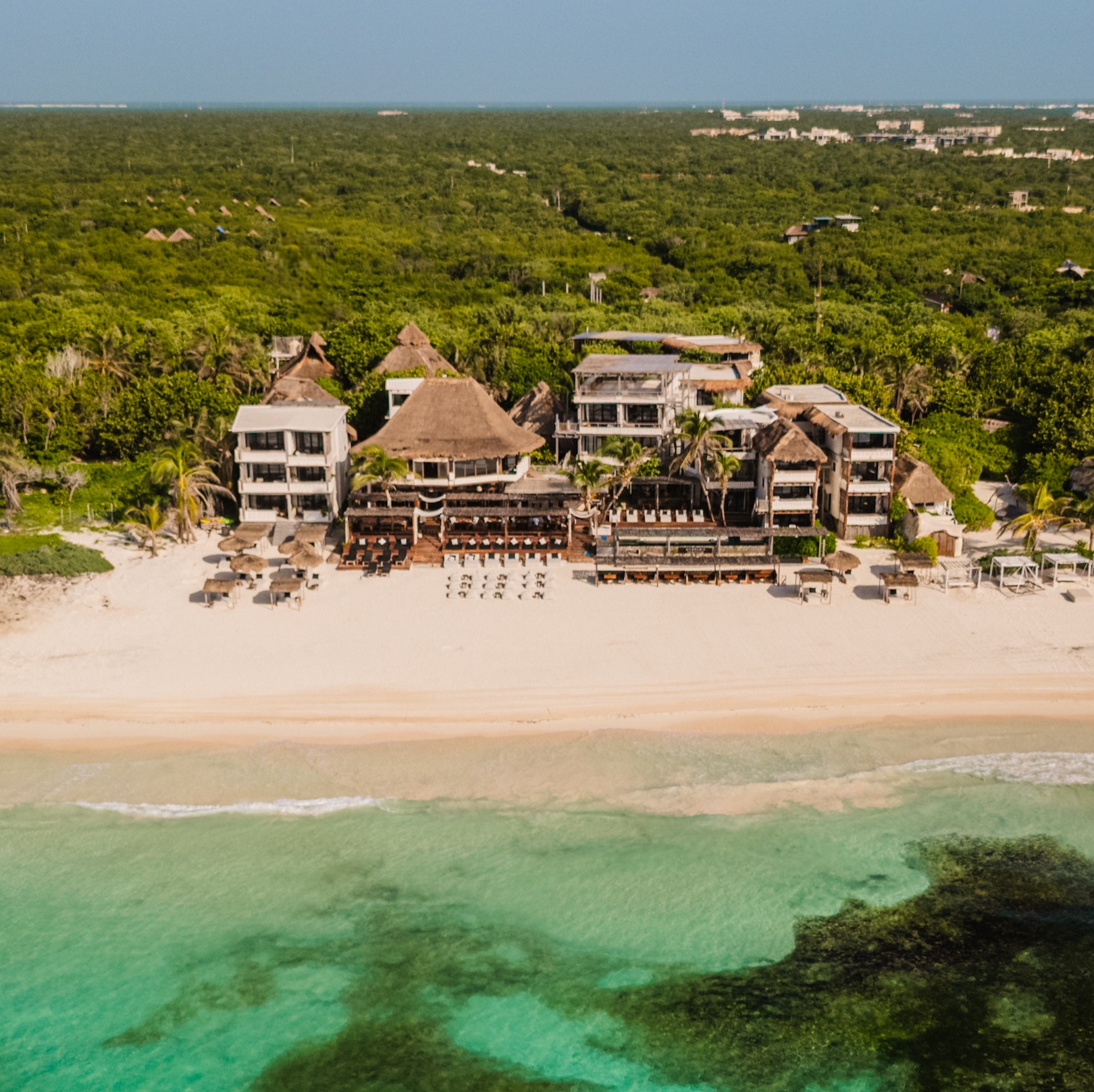 Aerial view of Amansala from the beach